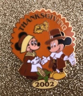 Disney Pin DLR Cast Member Holiday Thanksgiving 2002 Mickey and Minnie - Image 1 of 2