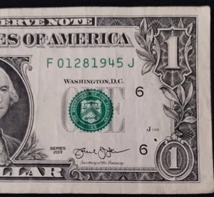 Jan 28, 1945 Birthday Note/Date Note Fancy Serial Number F01281945J - Picture 1 of 3