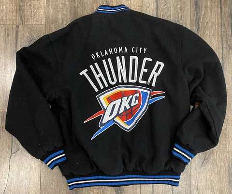 Oklahoma City Thunder Jeff Hamilton Reversible NBA Black Varsity Jacket Small Cover