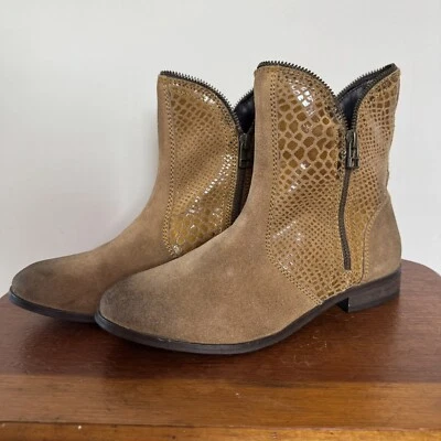 CATHERINE MALANDRINO Vesta Gamuza Piel de Serpiente Cremallera Botines Cuero Boho 8.5 Foto 1 de 4