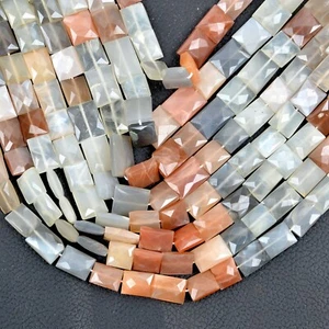 Cuentas de piedras preciosas de múltiples piedras lunares hilo de 11 pulgadas 9X9-9X13MM forma rectangular facetada - Imagen 1 de 5