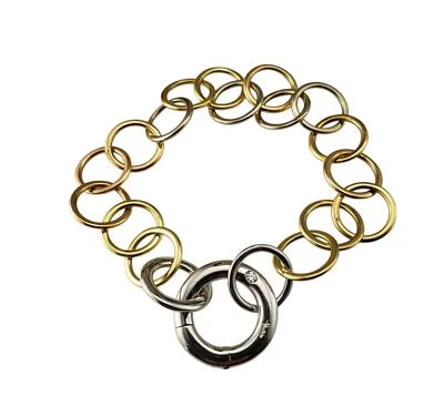 Brazalete Pomellato de eslabones de diamantes y oro tricolor de 18 quilates #20666 Foto 1 de 4