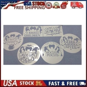 SET OF 6 ASSORTED Hocus Pocus Stencil - Reusable Stencils for Halloween DIY - Picture 1 of 11