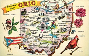 Grüße aus Ohio Karte OH 50er Jahre Postkarte - Bild 1 von 2