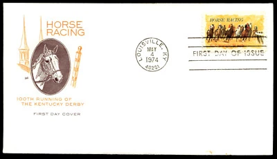 1974 Horse Racing FDC 100th Running of the Kentucky Derby Farnam Cachet - Image 1 of 2