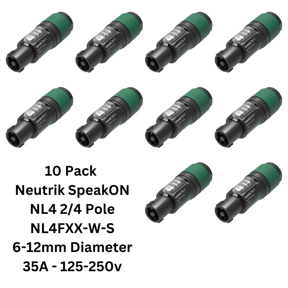 Paquete de 10 unidades Neutrik SpeakON NL4 4 polos NL4FXX-W-S/L para altavoces pasivos Foto 1 de 3