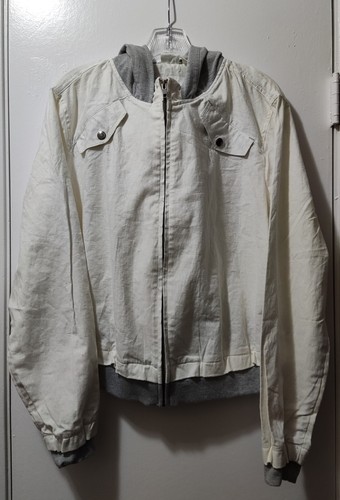 OFF WHITE Cato giacca con cappuccio da donna bianca sporca cerniera intera taglia 18 20 W