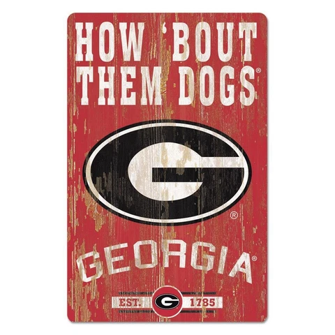 Georgia Bulldogs 11"x17" Wood Sign Slogan Design [NEW] NCAA Banner Wall Cover