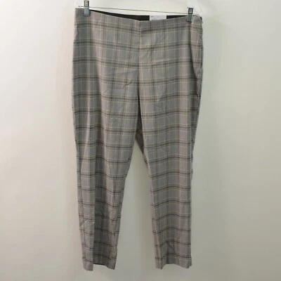 Nine West Kohls NWT Pants Womens 14 Side Zip High Rise Skinny Plaid Gray Stretch - Image 1 of 4