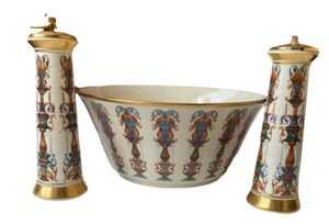 Cuenco para servir Lenox dorado 24K pintado a mano con salero y pimentero - Imagen 1 de 7