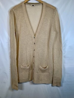 Cárdigan Fossil Sand Lana Angora Mezcla Mohair Bolsillo Manga Larga Con Botones XL Foto 1 de 4