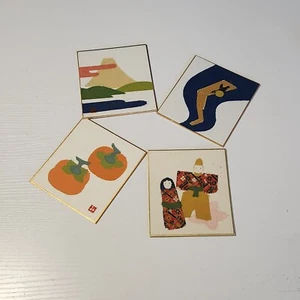 Japanese Shikishi Art 4.75 x 4.75 pieces vintage - Picture 1 of 6