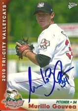 2010 TriCity Valleycats MURILLO GOUVEA Signed Card autograph ASTROS RC BRAZIL