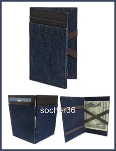 J CREW CARTERA MÁGICA DE ADENTRO HACIA AFUERA TELA LAVADA DENIM OSCURO CON RIBETE MARRÓN NUEVA CON ETIQUETAS - Imagen 1 de 6