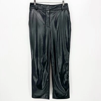 Calça feminina Bailey 44 tamanho 6 preta elegante couro sintético ousado minimalista motociclista gótico - Imagem 1 de 4