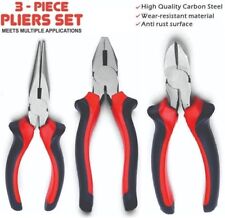 3PC HEAVY DUTY 150mm COMBINATION LONG NOSE SIDE CUTTER CUTTING PLIERS SET