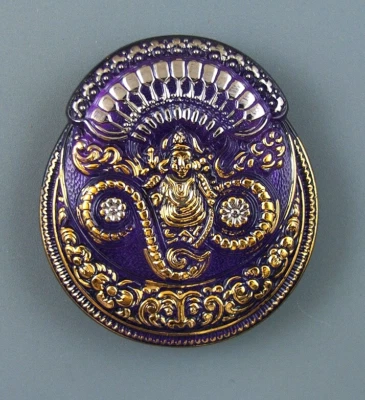 COLORFUL CZECH GLASS BUTTON - BUDDHA - Image 1 of 4