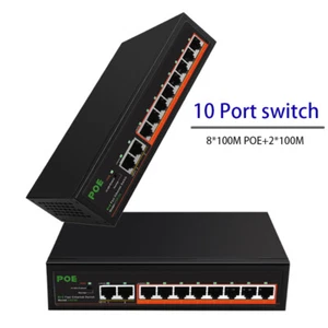 RJ45 LAN Switch Ethernet Smart Switcher 10port 100M POE switch Internet Splitter - Picture 1 of 6