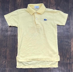 VTG Lacoste Yellow Size 10 Kids Boys Preppy Polo Golf Tennis Summer Shirt - Picture 1 of 9