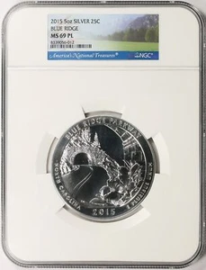 Blue Ridge Parkway ATB 2015 5 OZ cuarto de plata 25c NGC MS69PL - Imagen 1 de 4