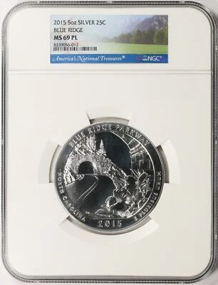 2015 Blue Ridge Parkway ATB 5 oz Silver Quarter 25c NGC MS69PL - Image 1 of 4