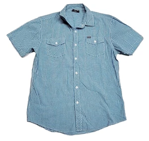 ZooYork Gingham Blue Short-Sleeve Button-Up Skateboarding Shirt Men's Large - Picture 1 of 6