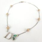 Authentic Christian Dior D logo Necklace metal/Fake pearl [Used]