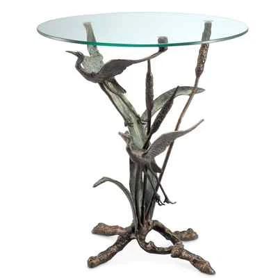 Crane Pair In Flight Accent End Table Coastal Heron Sculpture ~ SPI Home 33844 - Image 1 of 2