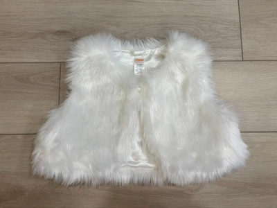 Colete Gymboree Meninas Branco de Pele Sintética Grande (10-12) Inverno Macio Pelúcia Feriado - Imagem 1 de 4