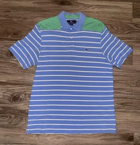Camisa Polo Vineyard Vines Para Hombre Grande Azul Rayas Verde Bloques de Color Logo de Ballena - Imagen 1 de 5