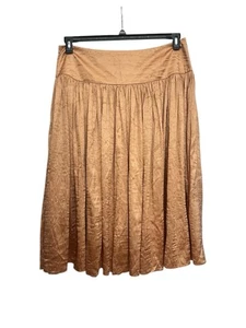 Talbots Crinkle Silk Blend Skirt Size 16 Rose Gold A Line Pleated Midi - Picture 1 of 5
