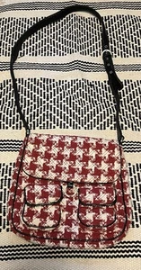 Vera Bradley Red White Houndstooth Saddle Bag Limited Edition - Picture 1 of 9