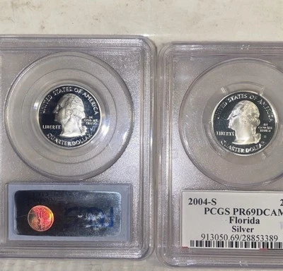 2004 and 2005 silver Washington quarters Ms69 - Image 1 of 3