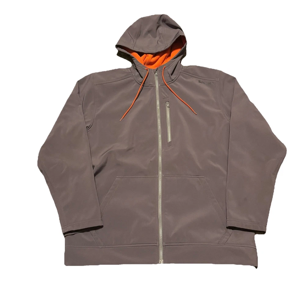 Simms Rogue Hoody Men XL Fishing Jacket Fleece Lined Full Zip Softshell Grey - Image 1 of 4