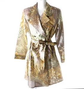 LEONARD Ladies Coat Fashion Belted Double-Breasted Silk-Blend Multicolor 9AR - Picture 1 of 10