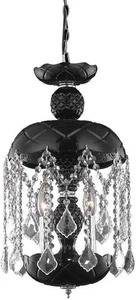 Pendant Light ROCOCO Transitional 3-Light Crystal Jet Black Chrome Steel Wire - Picture 1 of 1