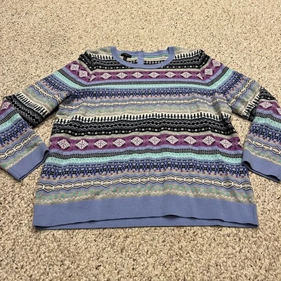 Talbots Fair Isle Crew Neck Sweater Sz 2X Lambswool Blend Winter Nordic Holiday - Image 1 of 4