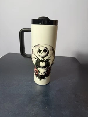 Vaso aislado de acero inoxidable 40 oz esqueleto calabaza gráfico nuevo pajita/mango - Imagen 1 de 4
