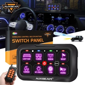AUXBEAM 8-Gang RGB Switch Panel w/ Remote Control Toggle Momentary Pulsed 12-24V - Picture 1 of 12