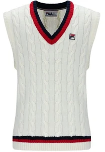 Fila Rufus Fine Gauge Cable Knit Vest Tank Top Off White - Picture 1 of 2