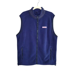 Vineyard Vines Men's Size L Fleece Zip-Up Mock Lightweight Neck Vest Solid Blue - Picture 1 of 10