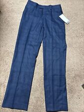 Bar III Men's Slim Fit Stretch Blue Plaid Suit Dress Pants 30 X 32