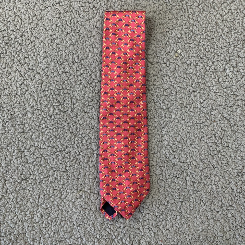 Corbata de seda Brooks Brothers rosa estampado ecuestre 3,75" ancho 59" largo Foto 1 de 4