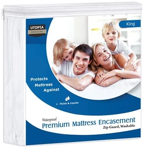 Premium Mattress Zippered Encasement Waterproof Cover Utopia Bedding 10" Deep - Picture 1 of 18