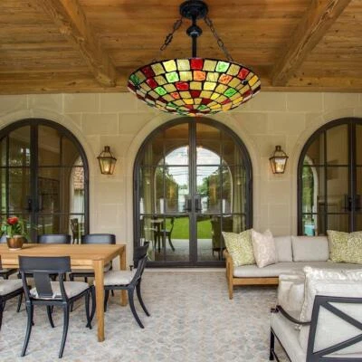 Lámparas de techo colgantes de celosía colorida de 20" Foto 1 de 4