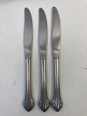 ONEIDA Ltd "REPOSE / BITTERSWEET" Stainless 3 DINNER KNIVES - Glossy 1881 Rogers - Image 1 of 4