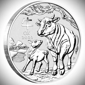 2 Silberunzen LUNAR-Serie Jahr des Ochsen 2 Oz Ox OVP Feinsilber 9999er ST - Bild 1 von 2