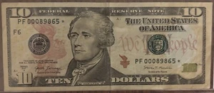 RARE ($10) 320K STAR NOTE - LOW SERIAL # - PF 00089865* - SERIES 2017 A - Picture 1 of 3
