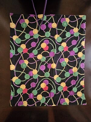 Mardi Gras Beads Pattern New Orleans Handmade Tablecloth Purple and Gold 50 x 42 - Image 1 of 4