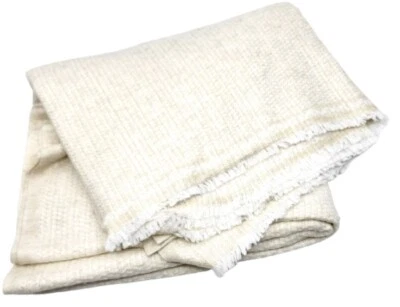 Cashmere Wool Soft Throw Blanket Handmade in Nepal 55" x 100" Ribbed Pattern - Image 1 of 4